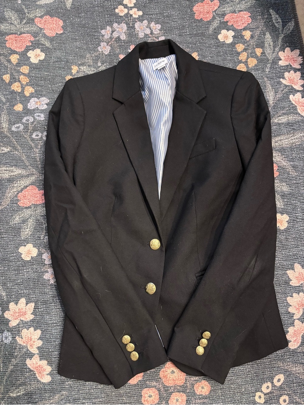J. Crew Women's Black Blazer with Gold Buttons